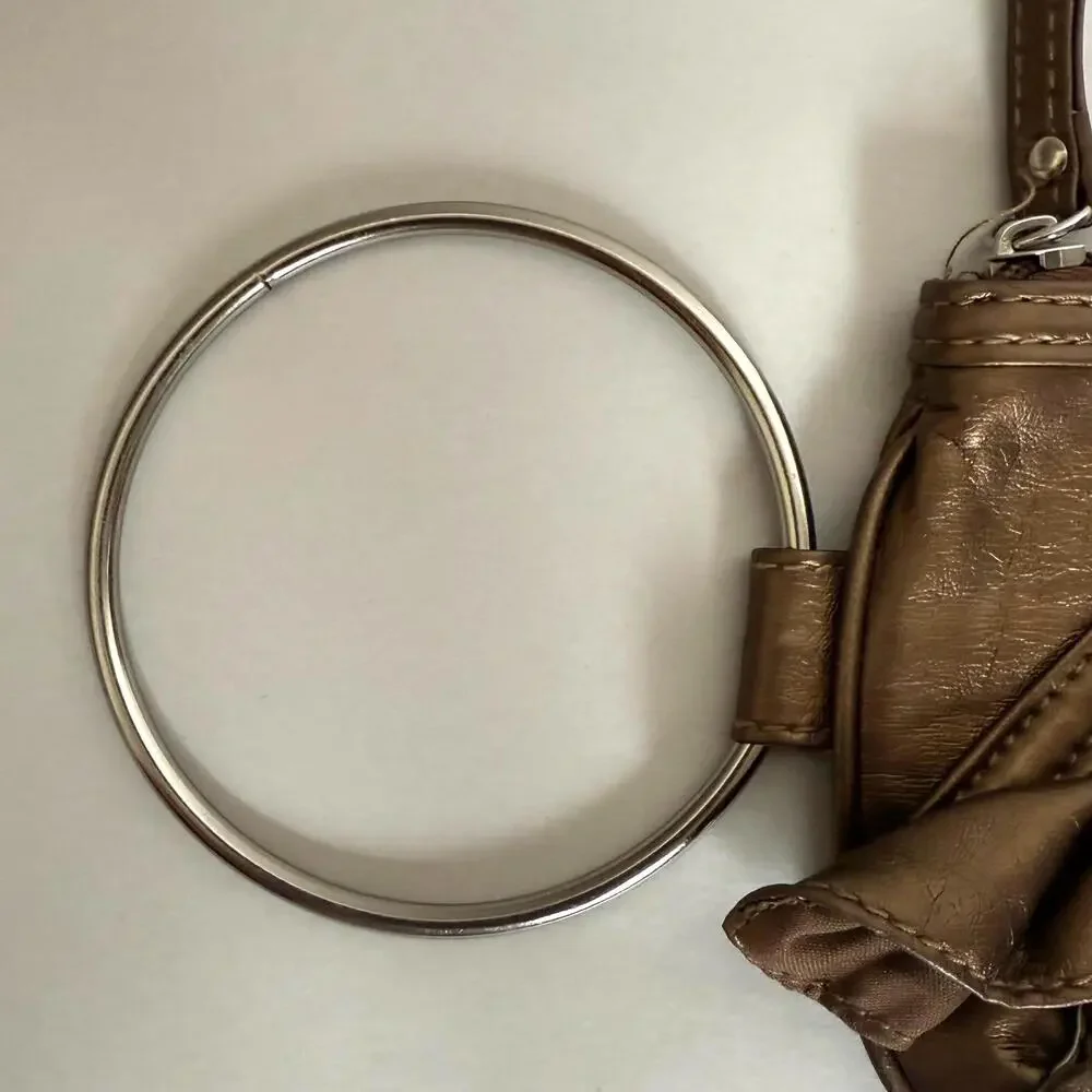 Trendy‎ Quilted Metallic Clutch with Ring Handle Wristlet